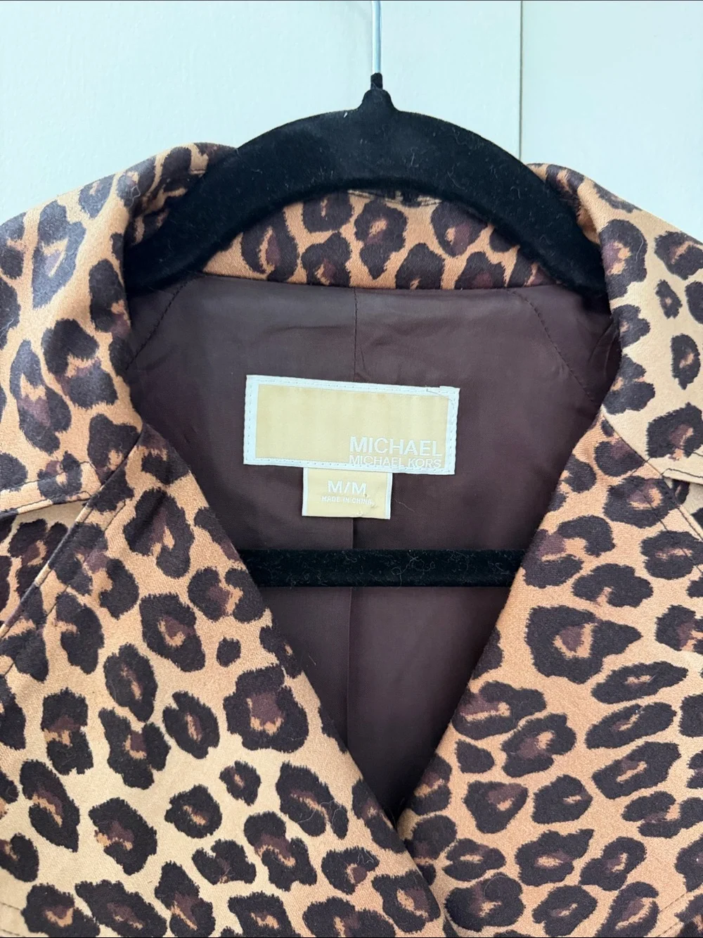 Michael Kors Leopard Print Double-Breasted Trench Coat - Brown/Tan
